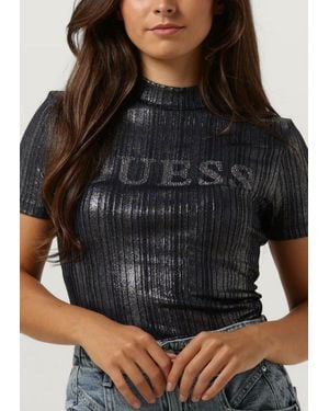 Guess Top Ss High Nk Cristina Logo Top - Schwarz