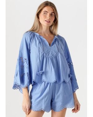 Scarlett Poppies Damen Blusen Ashu Top - Blau