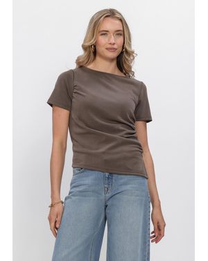 My Essential Wardrobe Damen Tops & T-Shirts Mwhelle Assymetric Tee - Braun