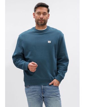 Calvin Klein Herren Pullover & Cardigans Ls 350Terry Ey Whsl Badge Crewne - Blau