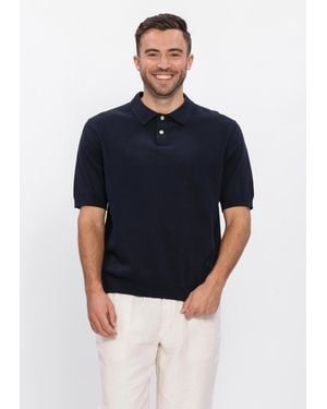Forét Herren Polos & T-Shirts Sea Cotton Linen Ss Polo - Blau