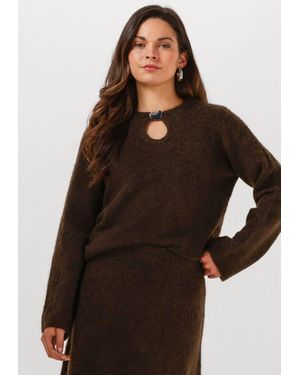 Selected Women Damen Pullover & Cardigans Slflulu Brushed Ls Knit Keyhole O-Neck - Schwarz