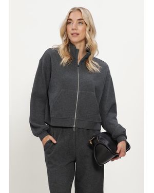 MSCH Copenhagen Damen Pullover & Cardigans Mschmarletta Zip Sweatshirt - Grau