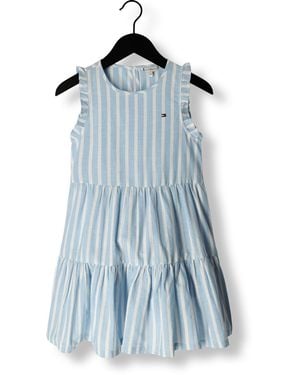 Tommy Hilfiger Midikleid Striped Hemp Ruffle Dress Slvss Mädchen - Blau
