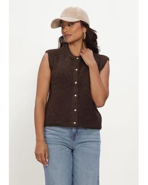 Object Damen Pullover & Cardigans Objsaggia Re Knit Vest Cardigan Noos - Braun