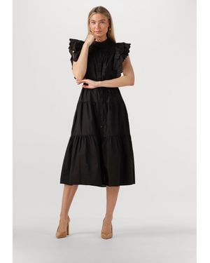 Object Damen Kleider Objhope Chinna Re S/S Long Dress - Schwarz