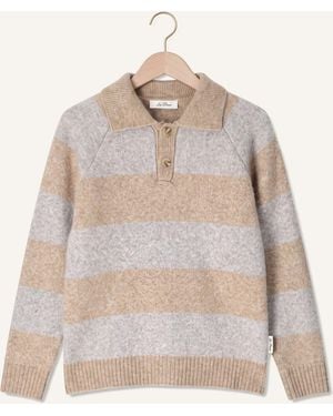 Les Deux Jungen Pullover & Cardigans Striped Knitted Polo - Natur