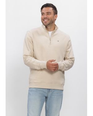 Tommy Hilfiger Herren Pullover & Cardigans Tjm Reg Fleece 1/4Zip Mock Neck - Natur