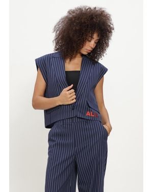 Alix The Label Damen Blazers Ladies Woven Striped Waistcoat - Blau