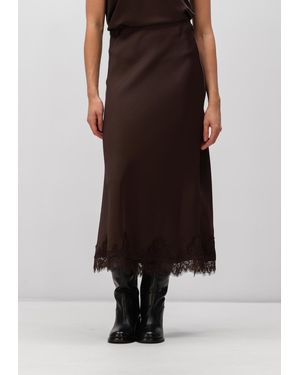 Object Damen Röcke Objnaline Mw Long Lace Skirt - Braun