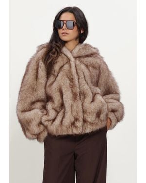 STUDIO AR Damen Jacken Hailey Long Faux Mink - Braun