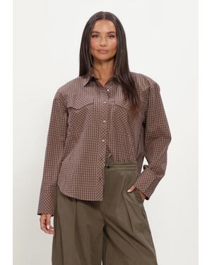 Notre-v Damen Blusen Nv-Isabe Mini Check - Braun