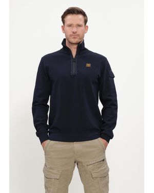 PME LEGEND Herren Pullover & Cardigans Half Zip Collar Interlock Jersey - Blau
