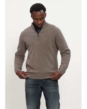 Barbour Herren Pullover & Cardigans Holden Half Zip Knitted Jumper Knitwear - Grau