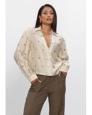 Nukus Damen Blusen Anika Blouse Paillet - Natur