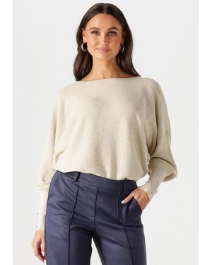 Nukus Damen Pullover & Cardigans Batwing Pullover Plain - Weiß