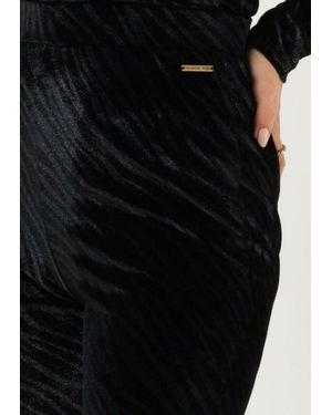 Colourful Rebel Schlaghose Jolie Zebra Velvet Flare - Schwarz