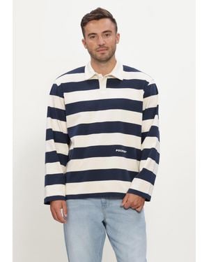 Pockies Herren Polos & T-Shirts Striped Ls Polo - Blau