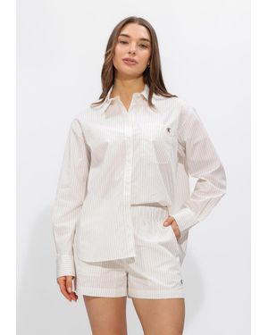 Calvin Klein Damen Blusen Yarndye Cotton Poplin Relaxed Sh - Weiß