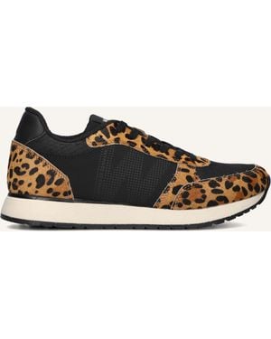 Woden Damen Sneaker Ronja Cowhair - Schwarz