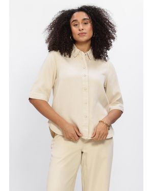 Object Damen Blusen Objframe 2/4 Re Denim Top - Natur