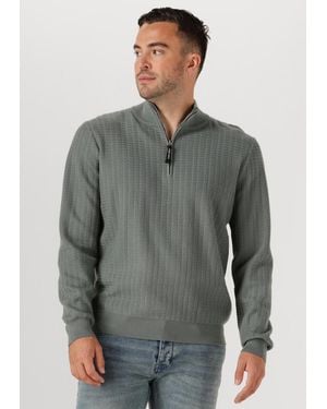 Pure Path Herren Pullover & Cardigans Regular Fit Zig Zag Half Zip Knitwear - Grau