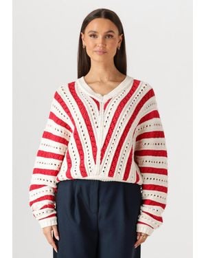 Catwalk Junkie Damen Pullover & Cardigans Ajour Knit - Rot