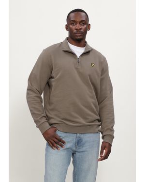 Lyle & Scott Herren Pullover & Cardigans Loopback Quarter Zip Sweat - Natur