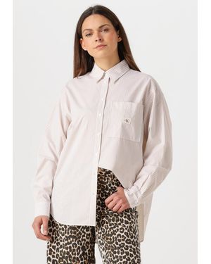 Calvin Klein Damen Blusen Woven Label Relaxed Shirt - Natur