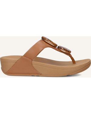 Fitflop Damen Pantoletten Lulu Marbled Stone Toe-Post - Schwarz