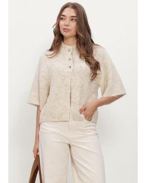 Neo Noir Damen Pullover & Cardigans Benuta Fluffy Knit Cardigan - Natur