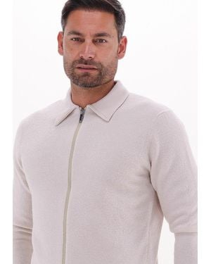 SELECTED Strickjacke Belo Ls Knit Zip Cardigan Herren - Natur