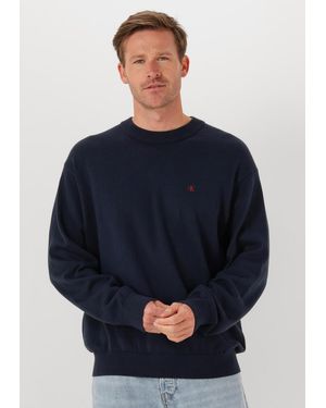 Calvin Klein Herren Pullover & Cardigans Ls Ez Cotton Crewnk Sweater 12Gg - Blau