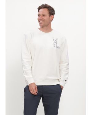 Cast Iron Herren Pullover & Cardigans Crewneck Relaxed Fit Graphic - Weiß