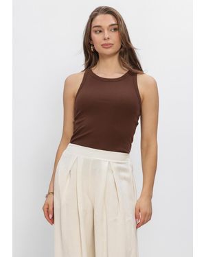 Minus Damen Tops & T-Shirts Msmaluna Gots Rib Top - Braun