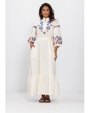 Antik Batik Damen Kleider Amantina Long Dress - Weiß