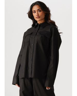Gestuz Damen Blusen Elarahgz Linen Shirt - Schwarz