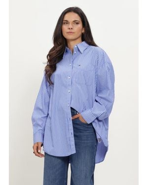 Tommy Hilfiger Damen Blusen Tjw Ovs Essential Shirt Ext - Blau