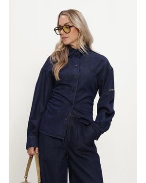 Alix The Label Damen Blusen Ladies Woven Fitted Waist Denim Blouse - Blau