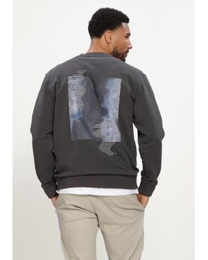 Cast Iron Herren Pullover & Cardigans Crewneck Relaxed Fit Graphic - Grau