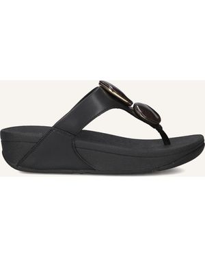 Fitflop Damen Pantoletten Lulu Marbled Stone Toe-Post - Schwarz