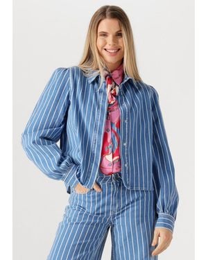Pom Damen Blusen Blouse Denim Stripes - Blau
