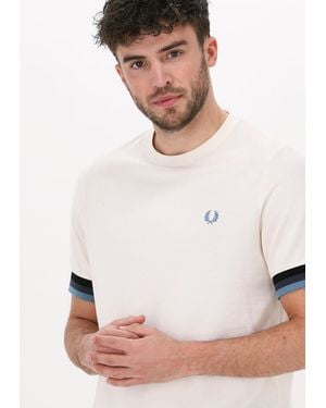 Fred Perry T-shirt Striped Cuff Pique T-shirt Nicht-gerade - Weiß