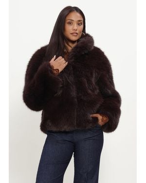 Silvian Heach Damen Jacken Furcoat Uninat - Schwarz