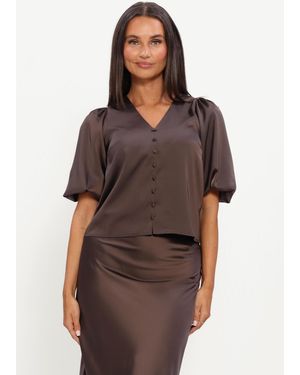 Y.A.S Damen Blusen Yaspella 2/4 V-Neck Top - Braun