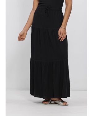 Object Damen Röcke Objsanne Mw Long Layer Skirt - Schwarz