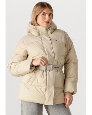Calvin Klein Damen Jacken Belted Midweight Puffer - Natur