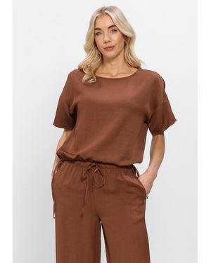 Simplee Damen Tops & T-Shirts Short Sleeve Top - Braun