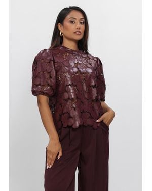 Nukus Damen Tops & T-Shirts Nicole Top Flower Pu - Rot