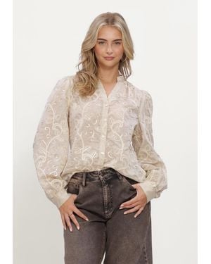 Nukus Damen Blusen Antonella Blouse Embroidery - Natur